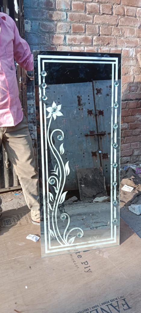 Etched designer glass panel